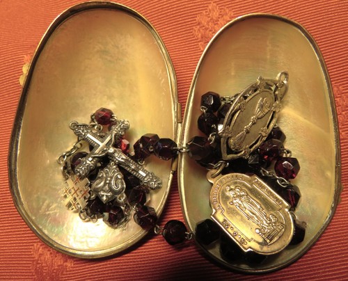 Chapelet ancien perles grenat - ancien,