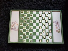 ANCIEN JEU DE DAMES EN BOIS ENFANT CHAT CHIEN COUNTRY CORNER 