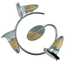 Plafonnier 3 spots Orientables LINO  - Acier Inoxydable et Bois