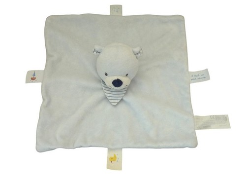 Doudou ours plat - , bleu
