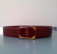 Must de Cartier Authentique 2C Logo Boucle Ceinture Cuir Rouge Accessoires Femme
