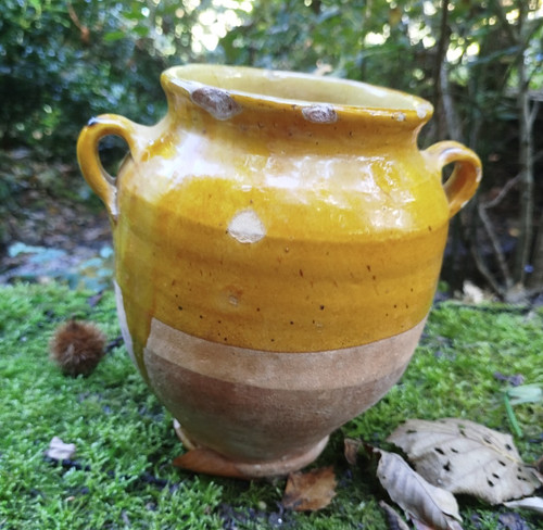 Pot graisse jaune ancien - pot, à