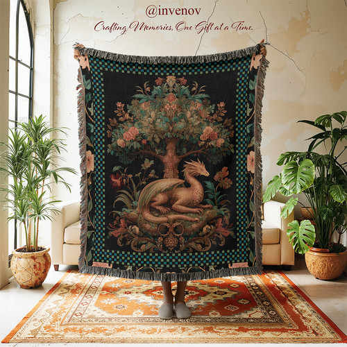 Dragon woven blanket medieval - dragon, blanket,