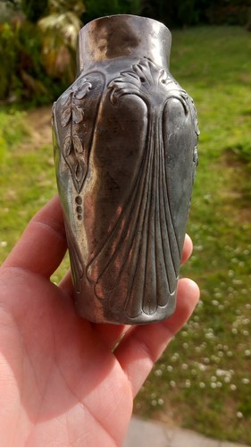 Vase etain art ciselé - vase,