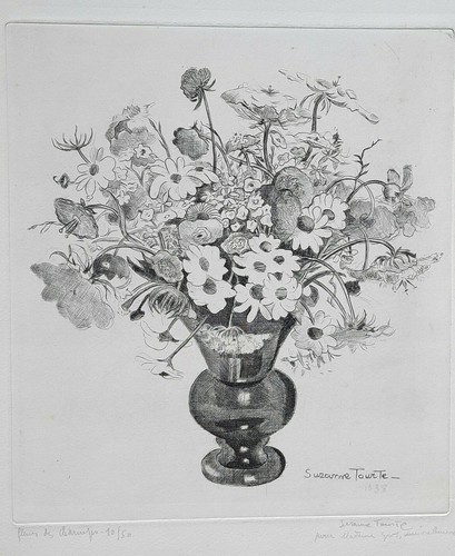 Vase fleurs gravure eau - vase, forte
