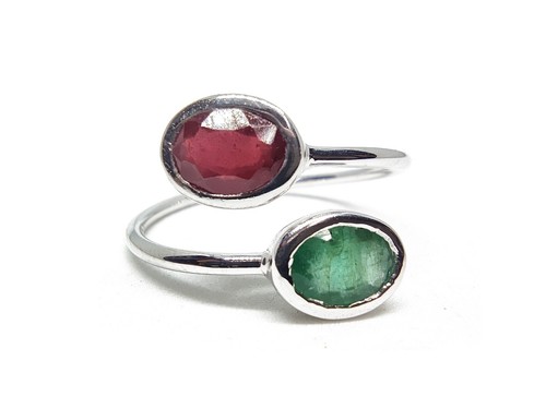 Argent émeraude rubis pierre - argent,