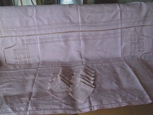 Nappe thé 12 serviettes - a,