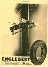 Publicité ancienne pneu Englebert  grand prix de la Marne 1935 issue de magazine