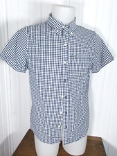 Chemise épais petit carreaux bleu/blanc ABERCROMBIE & FITCH M/40 brodé poche