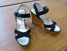 SANDALES COMPENSEES HOGAN BLEU MARINE ET TALONS EN LIEGE Taille 37 PARFAIT ETAT