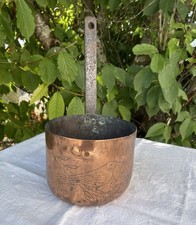 Casserole En Cuivre Ancienne À Queue Verticale Diamètre 16cm Hauteur 12 Cm