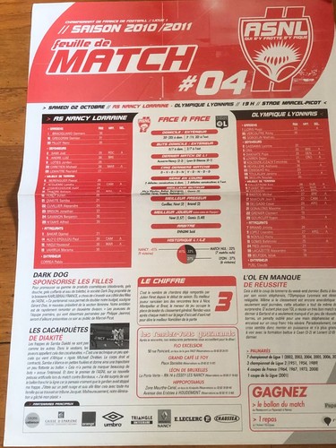 Programme feuille match - de,