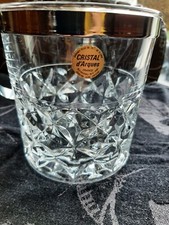 Seau à glace Cristal d'Arques France 1980 avec pince et cuillère 