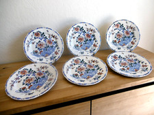 SIX ASSIETTES PLATES FAIENCE GIEN DECOR COQ PIVOINES 1938-1954 Lot 6.