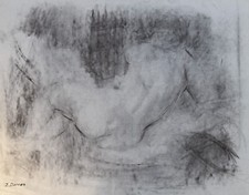 Irène Darras (1923-2001) - Fusain - Femme nue