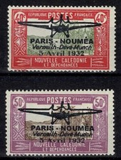 NEW CALEDONIA YVERT AIR POST 1-2 " AIR LINK PARIS NOUMEA 1932"MH VF SIGNED J443