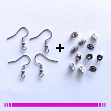 LOT 30 ou 60 Crochets Boucles D'oreilles + Fermoirs ACIER INOXYDABLE 316