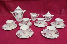 Dînette ancienne faïence PEXONNE Service à Café À Fleurs Rouge Grenat