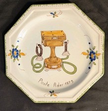 Assiette décorative Téléphone Ader 1879, signée Matet, Martres Tolosane