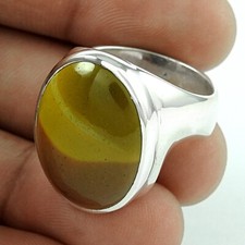 Bague Solitaire Taille 8,5 Argent 925 Pierre Précieuse Mookaite Bijoux N4