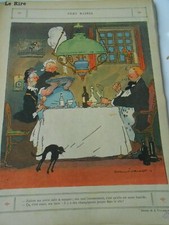 1913 Original Print Humour Filet madère chat noir
