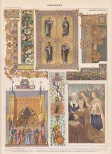 Miniaturmalerei Miniature Ornement Religieux Adel Lithographie De 1897
