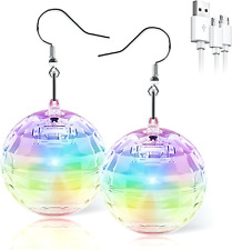 Disco Ball Earrings 16 Light Modes Rechargeable Light up Earrings LED Earrings B