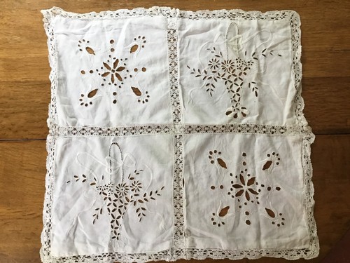 Vintage whitework lace tray - vintage,
