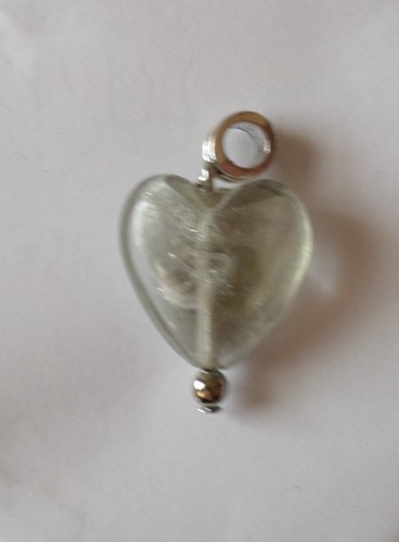 Pendentif coeur murano - coeur, gris
