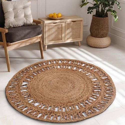 Tapis tressé rond - 100, jute