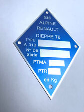 Plaque constructeur ALPINE A310