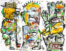 Art brut , singulier tableau peinture VANHONSEBROUCK