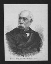 1887 - Francesco Crispi Ministre De L'Intérieur D'Italie Gravure Sur Bois
