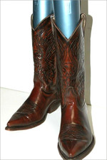 SAN DIEGO BOOTS Santiags Cuir Glaçé Marron Nuancé Cognac T 5 D  / 36 FR   TBE