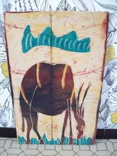 TABLEAU AFRICAIN PEINT SUR TEXTILE BIS