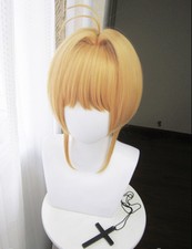 Card-captor Sakura Clear Card Cosplay Perruque perruque courte blonde dorée