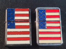 LOT DE 2 BRIQUETS USA DRAPEAU AMERICAIN PLAQUE AMERIQUE STYLE ZIPPO ESSENCE