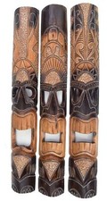 3 Masques Tiki 100Cm 3 Masques Tribaux Tiki En Hawaii Ensemble De 3