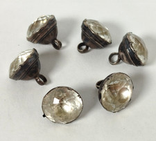 Lot 6 Boutons En ARGENT Verre Taillé Ancien Strass Accessoires Mercerie G23