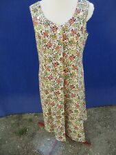 Blouse de travail N°4 en coton fleurs vert rouge jaune fond écru vintage 