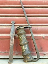Antique Ancien Rare Cadenas En Fer Rustique Épais Avec Clé Grande Taille 15,5''
