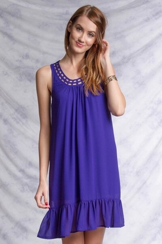 Sleeveless woven short dress - sleeveless,