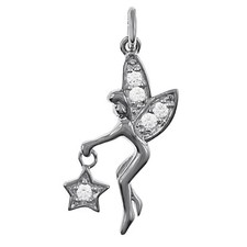 Pendentif Fée étoile en Argent rhodié et Zirconium - Chaîne en Option - Femme