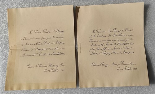 Faire part mariage 1883 - faire, a