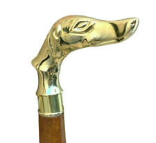 Canne de bâton de marche en bois vintage poignée de tête de chien en...