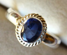 Saphir Bleu de Ceylan de 5,35 ct - Bague Argent 925 - Certificat AGI