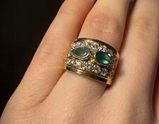 Bague Avec 2 Émeraudes ,26 Diamants En Or 750/1000 18 Carats Taille 51/52 10,39g