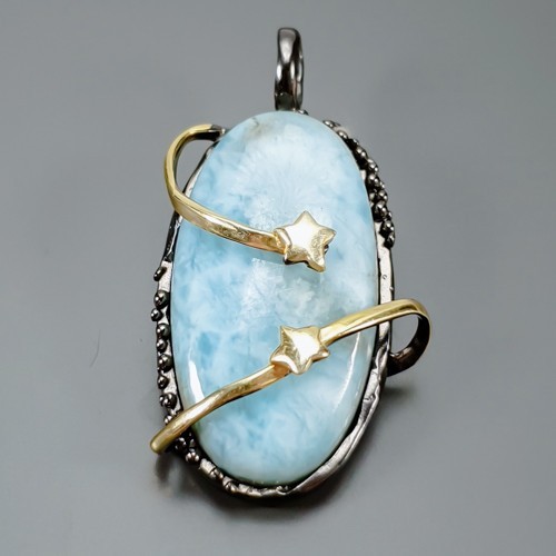 Pendentif larimar naturel - pendentif,