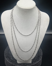 Ancien grand sautoir , grande chaine en argent massif poinçonné,Bijoux, 150 cm .