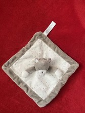 ?? Doudou chat carré plat gris et blanc - Étoiles argentées- OBAIBI  NEUF